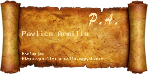 Pavlics Armilla névjegykártya